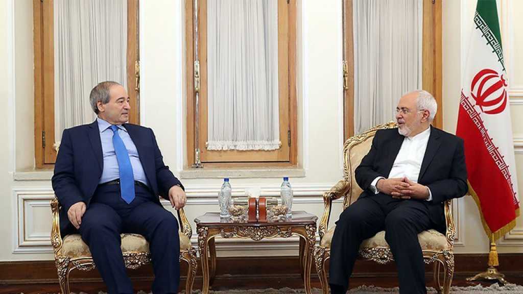 Zarif à Moqdad: l’Iran poursuivra son soutien à la Syrie dans tous les domaines