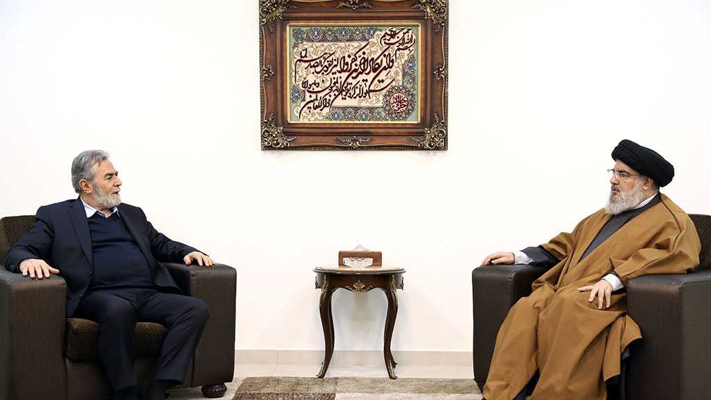 Le SG du Mouvement du Jihad islamique Ziad Nakhaleh chez sayed Nasrallah